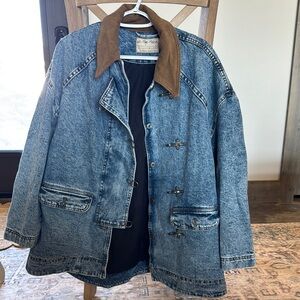 Denim Jacket with Brown Collar
